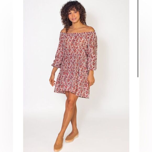 Xirena Dalyn Dress Women's XS Tiered Floral Red Spark Cotton Silk Blend NWT - Picture 1 of 15